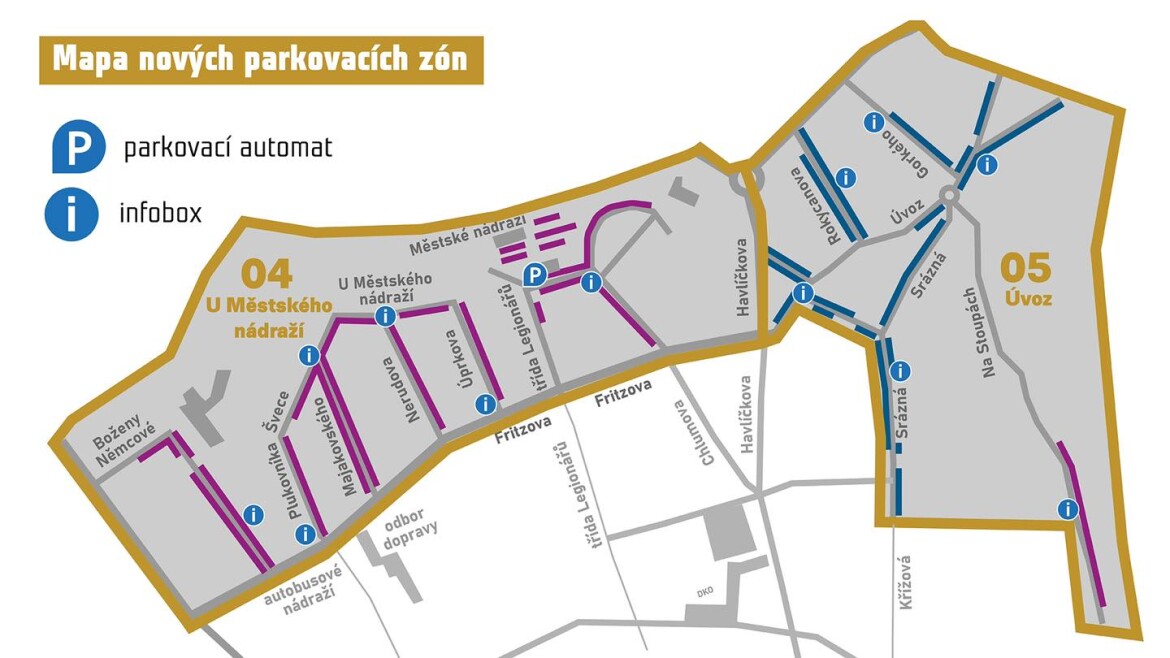 Jihlava rozšíří od září systém placeného parkování severně od centra